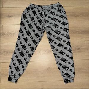 Y2K Juicy Couture Black and Grey Crown Juicy Logo Joggers Size Small